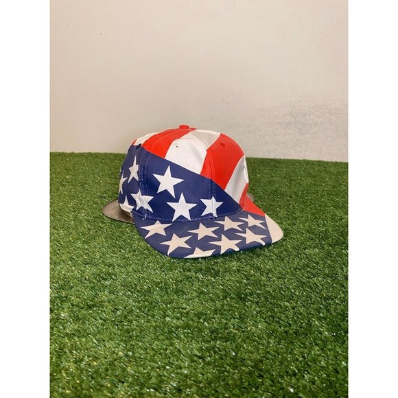 Vintage USA hat cap snap back mens all over print global caps block head - Picture 2 of 9